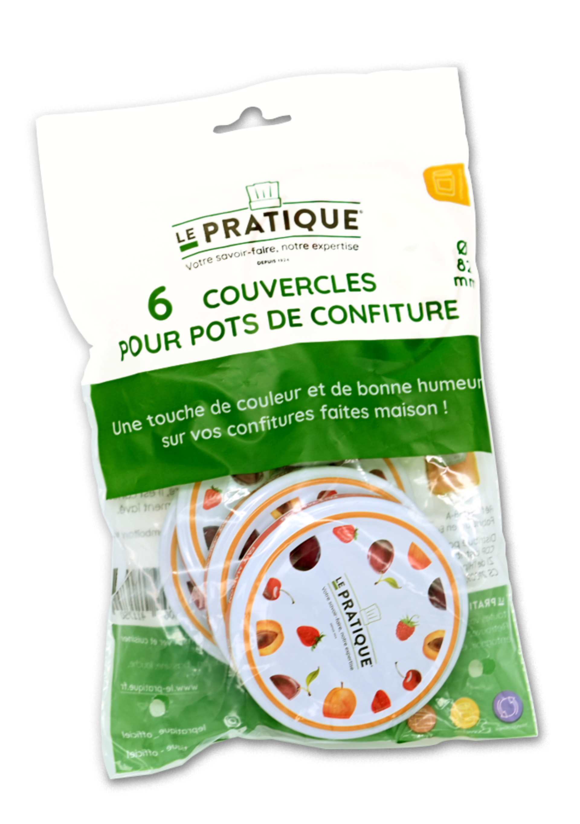 Sachet de 6 couvercles pour pots de confiture Ø 82 mm - Le Pratique