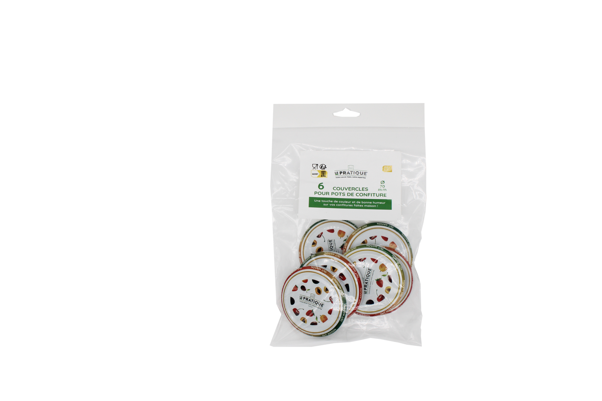 Sachet de 6 couvercles pour pots de confiture Ø 70 mm - Le Pratique