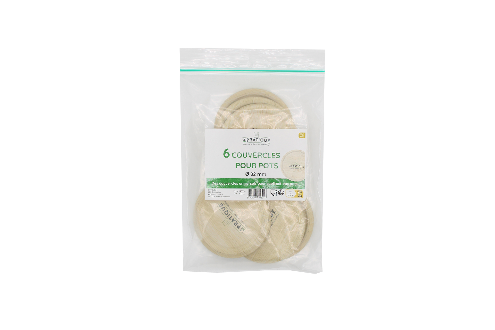 Sachet de 6 couvercles pour pots Ø 82 mm - Le Pratique
