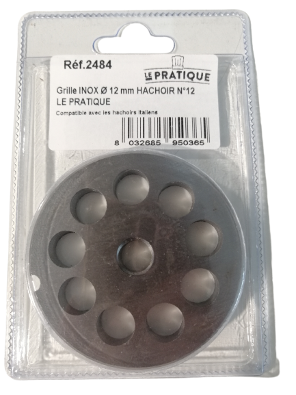 Grille inox Ø 12 mm pour hachoir n°12 - Le Pratique