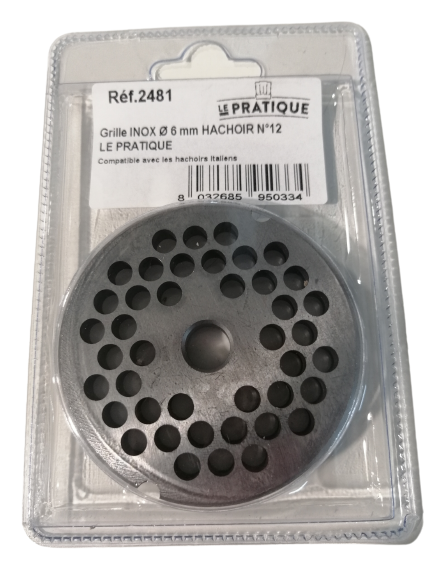 Grille inox Ø 6 mm pour hachoir n°12 - Le Pratique