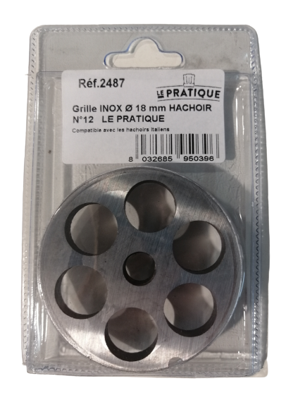 Grille inox Ø 18 mm pour hachoir n°12 - Le Pratique