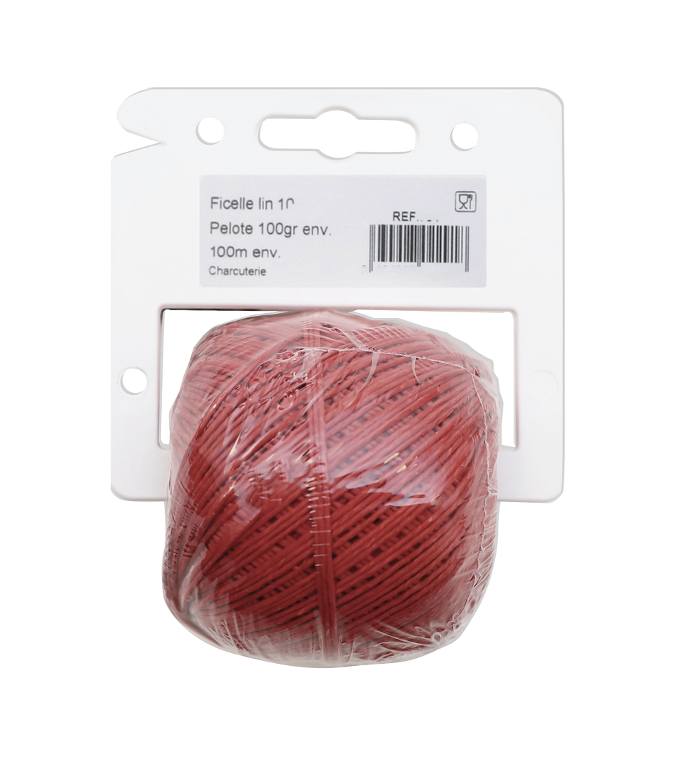 Ficelle charcuterie lin rouge 100g, env. 100m, 3.5/3 - Le Pratique