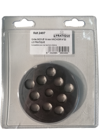 Grille inox Ø 14 mm pour hachoir n°22 - Le Pratique