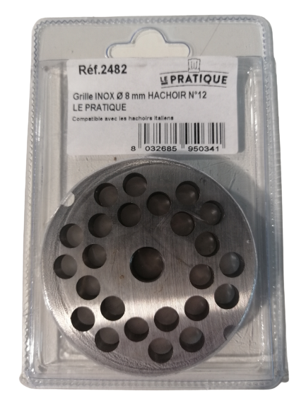 Grille inox Ø 8 mm pour hachoir n°12 - Le Pratique