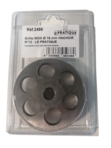 Grille inox Ø 16 mm pour hachoir n°12 - Le Pratique