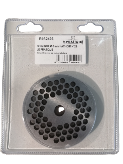 Grille inox Ø 6 mm pour hachoir n°22 - Le Pratique