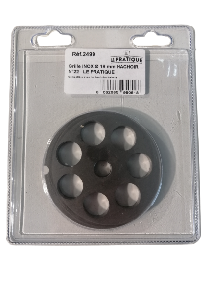 Grille inox Ø 18 mm pour hachoir n°22 - Le Pratique