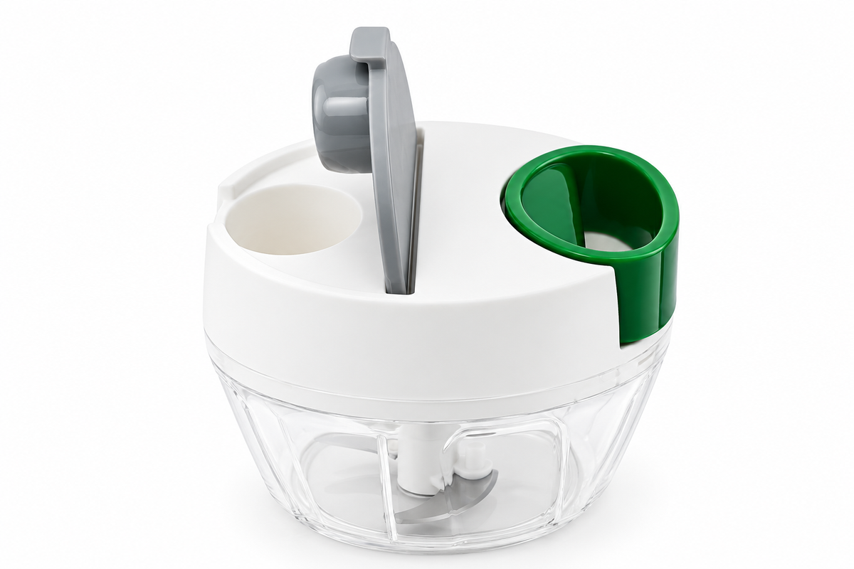 Mini-hachoir manuel 400 ml, 5 lames inox, couvercle hermétique et fonction mayonnaise - Le Pratique