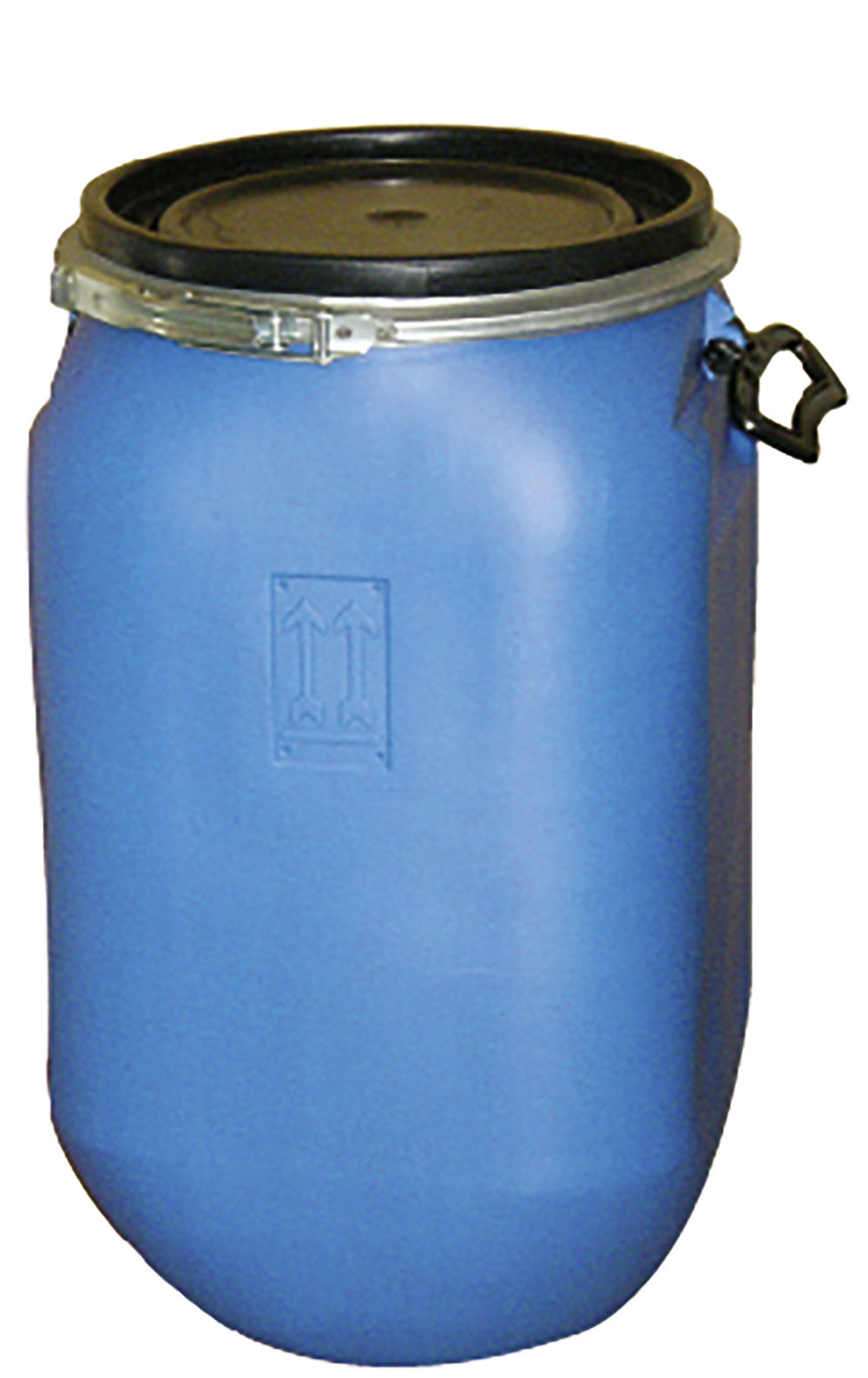 Fût de macération 30 litres bleu, avec couvercle + cerclage fer